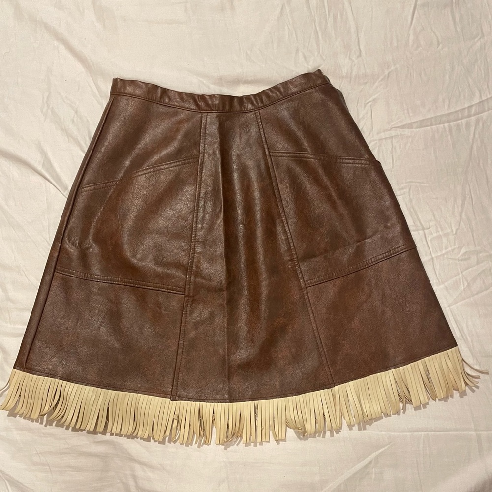 Vintage Pioneer Wear Leather Skirt with Fringe 🤠